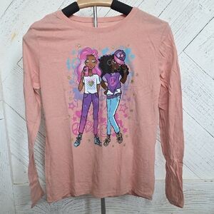 Girls' Long Sleeve Graphic Tee - Peach